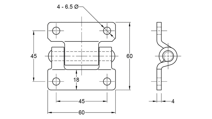 Hinge Butt S/S 60X60X4MM