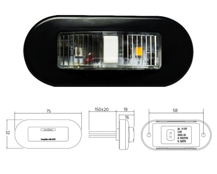 Led Clearance Light Amber/Red - 10pk