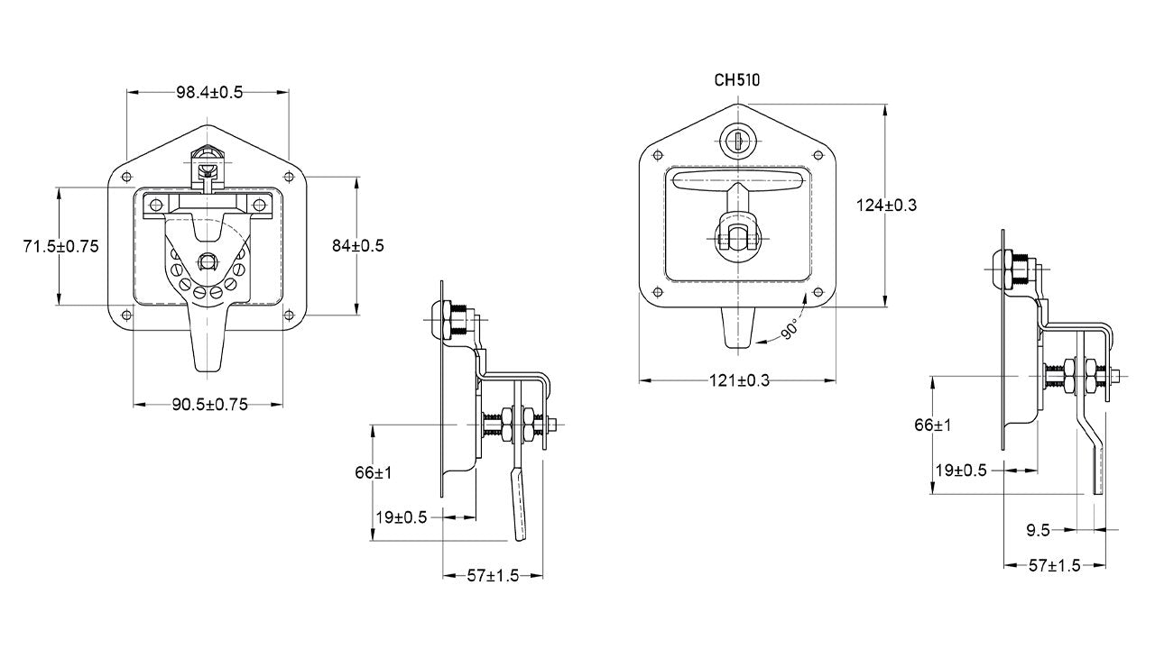Dropt S/S Rnd-Hndle/Camlock/Gasket Ch510
