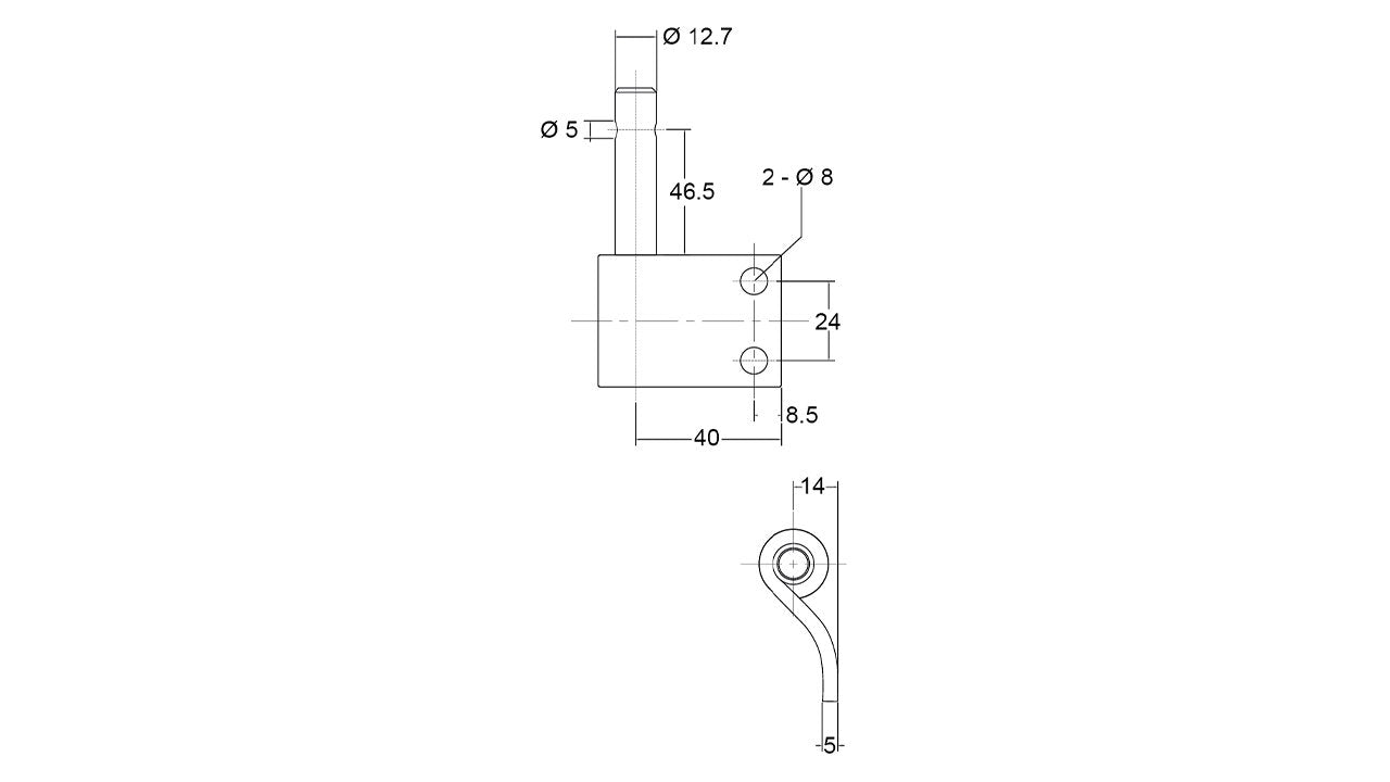 Gudgeon Bolt On With Hole In Pin