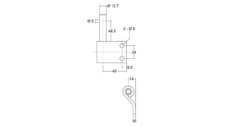 Gudgeon Bolt On With Hole In Pin