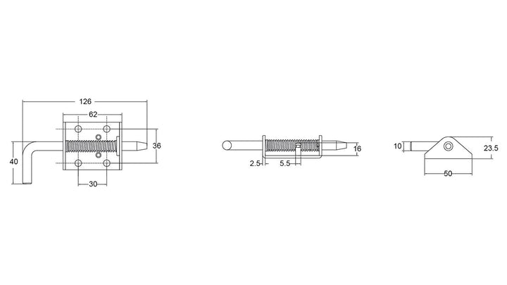 Spring bolt weston 131mm(L) 9.5mm(Dia)zp