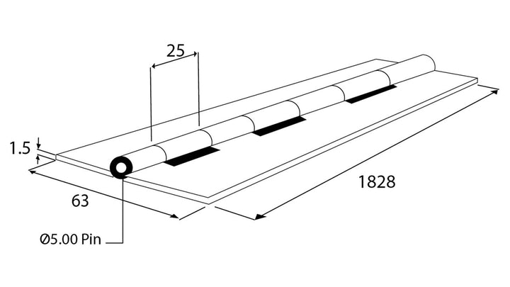Piano Hinge S/S 63X1.6X1840MM - 05016