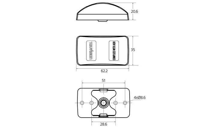62mm Red / Amber Marker 10-30V 10 Pack