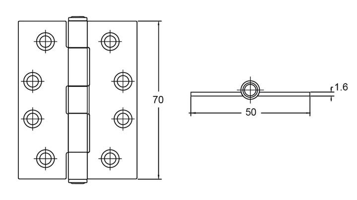 Butt Hinge Z/P 70X50X1.6MM