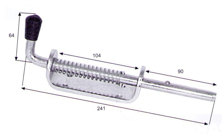 Springbolt long throw235mm(L)12mm(Dia)zp