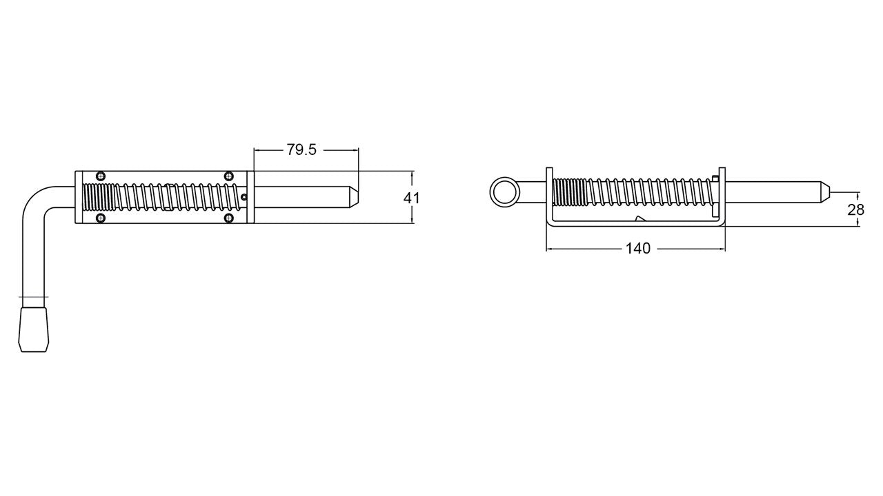 Spring bolt 264mm(L) 16mm(Dia) z/p